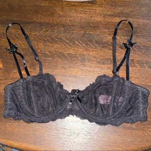 Unlined black lace bra